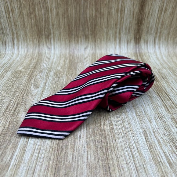 Donald J. Trump Silk Tie Striped Red Black‎ White Signature Collection - Picture 1 of 4